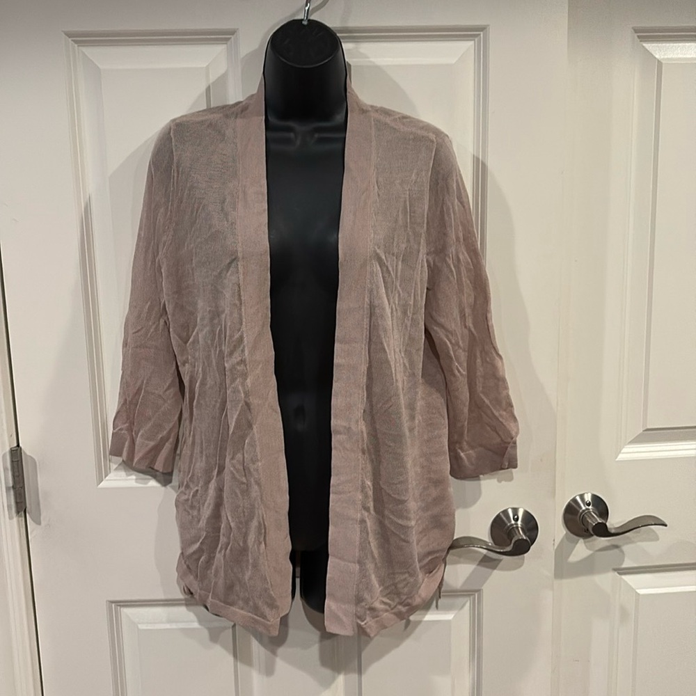 2 (large) side ruched Rita cardigan by Chicos in feather tan - NWT